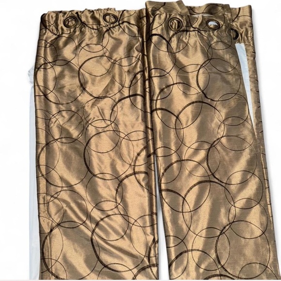 ✨ Metallic Bronze Circle Pattern Curtains (Set of 2 Panels) - Picture 1 of 6
